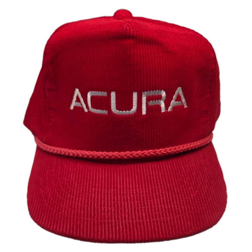 Vintage 80s Acura Corduroy Rope Hat AmaPro Made in Korea Red JDM Deadstock Mint